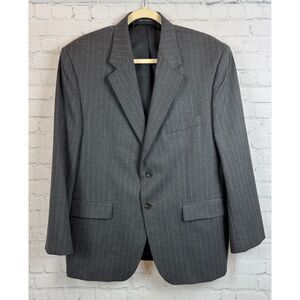 VAN HEUSEN gray striped 100% wool mens classic career jacket blazer size 42S